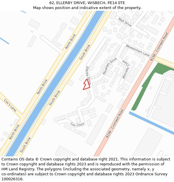 62, ELLERBY DRIVE, WISBECH, PE14 0TE: Location map and indicative extent of plot