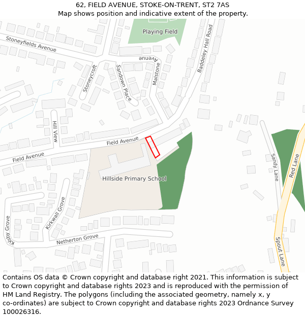 62, FIELD AVENUE, STOKE-ON-TRENT, ST2 7AS: Location map and indicative extent of plot