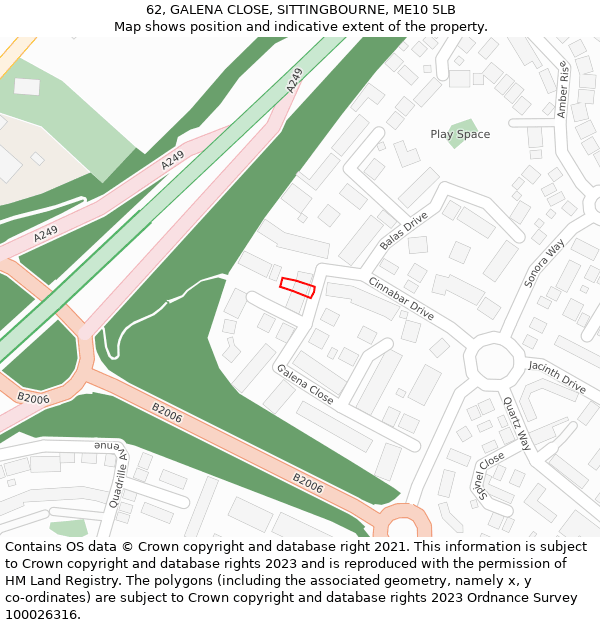 62, GALENA CLOSE, SITTINGBOURNE, ME10 5LB: Location map and indicative extent of plot