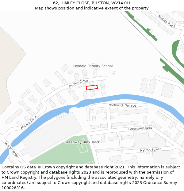 62, HIMLEY CLOSE, BILSTON, WV14 0LL: Location map and indicative extent of plot