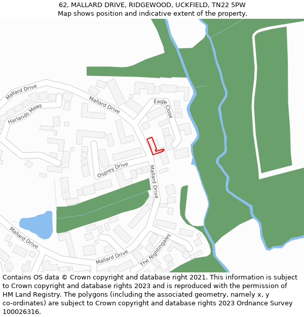 62, MALLARD DRIVE, RIDGEWOOD, UCKFIELD, TN22 5PW: Location map and indicative extent of plot