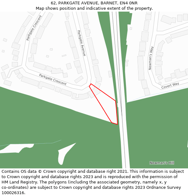 62, PARKGATE AVENUE, BARNET, EN4 0NR: Location map and indicative extent of plot