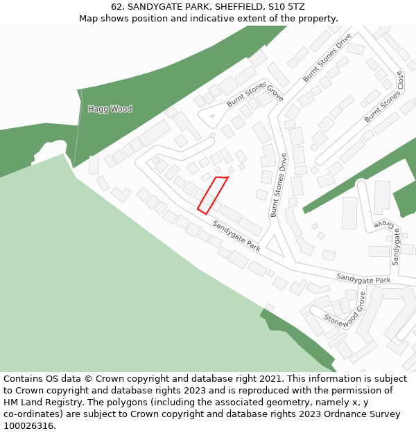 62, SANDYGATE PARK, SHEFFIELD, S10 5TZ: Location map and indicative extent of plot
