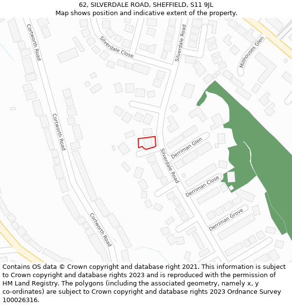 62, SILVERDALE ROAD, SHEFFIELD, S11 9JL: Location map and indicative extent of plot