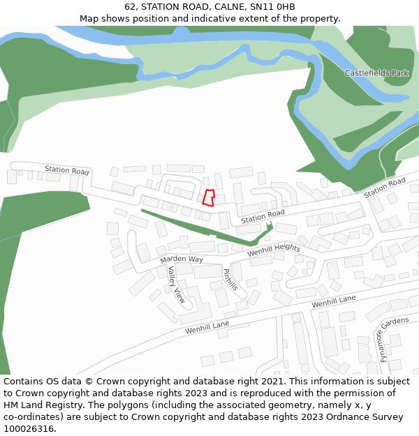 62, STATION ROAD, CALNE, SN11 0HB: Location map and indicative extent of plot