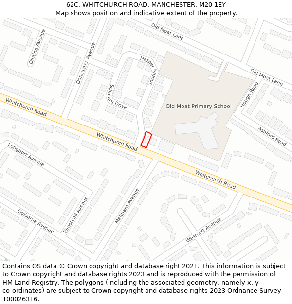 62C, WHITCHURCH ROAD, MANCHESTER, M20 1EY: Location map and indicative extent of plot