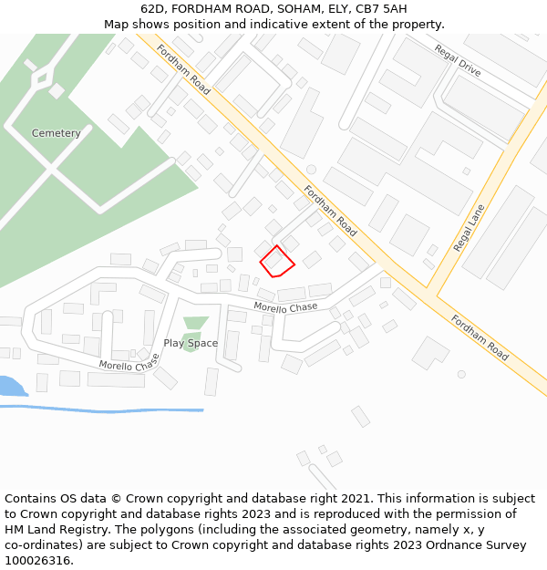 62D, FORDHAM ROAD, SOHAM, ELY, CB7 5AH: Location map and indicative extent of plot