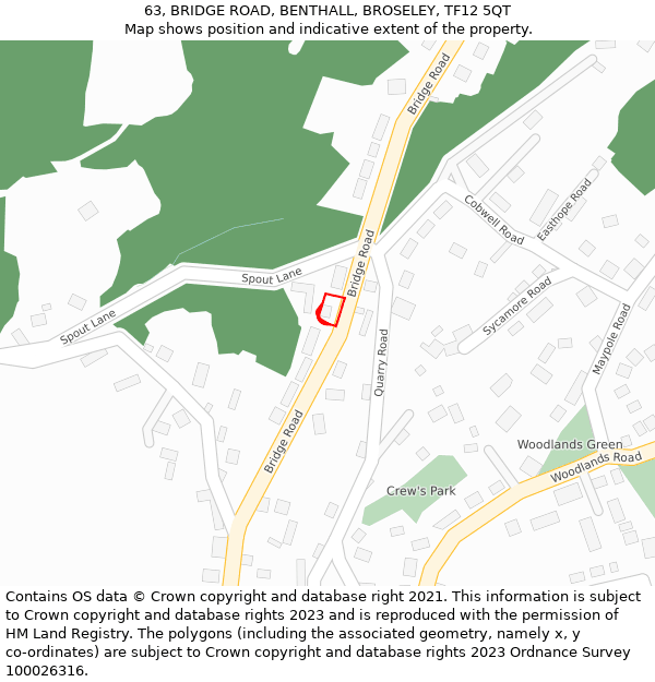 63, BRIDGE ROAD, BENTHALL, BROSELEY, TF12 5QT: Location map and indicative extent of plot