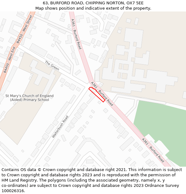 63, BURFORD ROAD, CHIPPING NORTON, OX7 5EE: Location map and indicative extent of plot