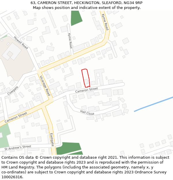 63, CAMERON STREET, HECKINGTON, SLEAFORD, NG34 9RP: Location map and indicative extent of plot