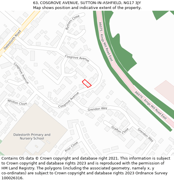 63, COSGROVE AVENUE, SUTTON-IN-ASHFIELD, NG17 3JY: Location map and indicative extent of plot