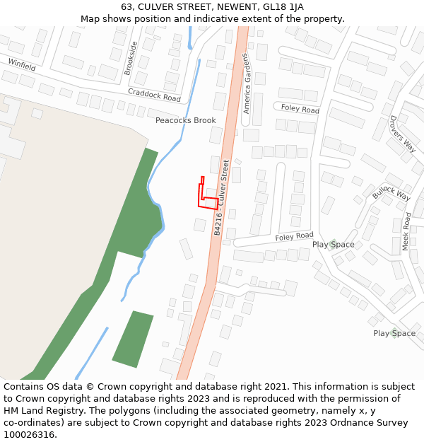 63, CULVER STREET, NEWENT, GL18 1JA: Location map and indicative extent of plot