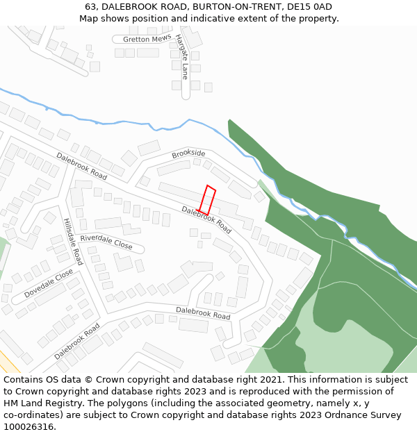63, DALEBROOK ROAD, BURTON-ON-TRENT, DE15 0AD: Location map and indicative extent of plot