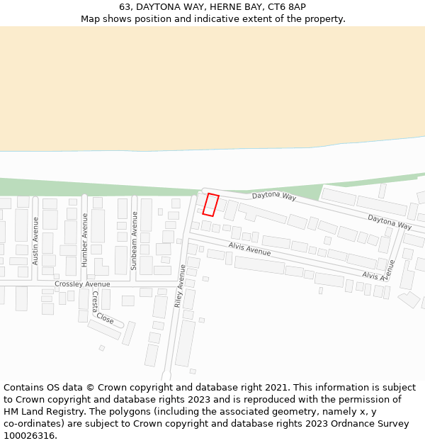 63, DAYTONA WAY, HERNE BAY, CT6 8AP: Location map and indicative extent of plot