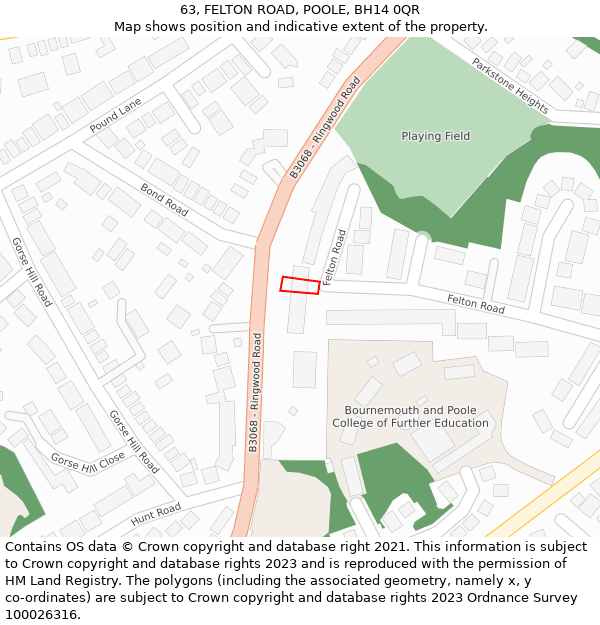 63, FELTON ROAD, POOLE, BH14 0QR: Location map and indicative extent of plot