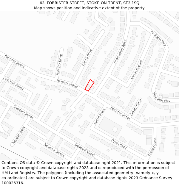 63, FORRISTER STREET, STOKE-ON-TRENT, ST3 1SQ: Location map and indicative extent of plot