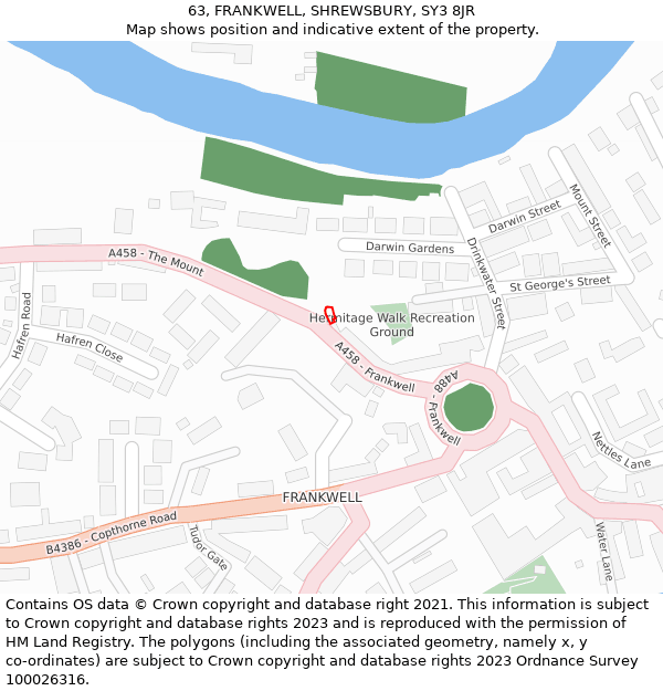 63, FRANKWELL, SHREWSBURY, SY3 8JR: Location map and indicative extent of plot