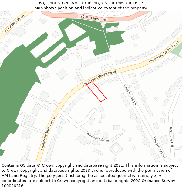 63, HARESTONE VALLEY ROAD, CATERHAM, CR3 6HP: Location map and indicative extent of plot