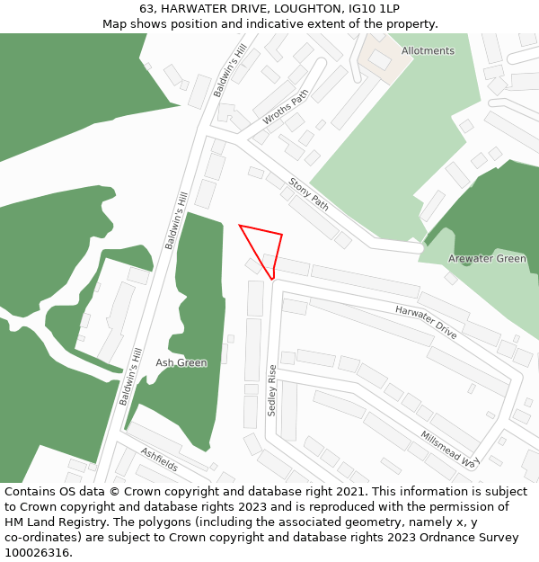 63, HARWATER DRIVE, LOUGHTON, IG10 1LP: Location map and indicative extent of plot
