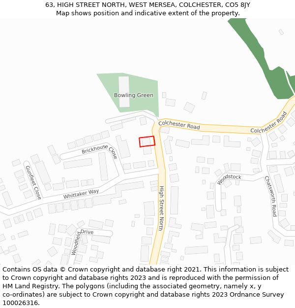 63, HIGH STREET NORTH, WEST MERSEA, COLCHESTER, CO5 8JY: Location map and indicative extent of plot