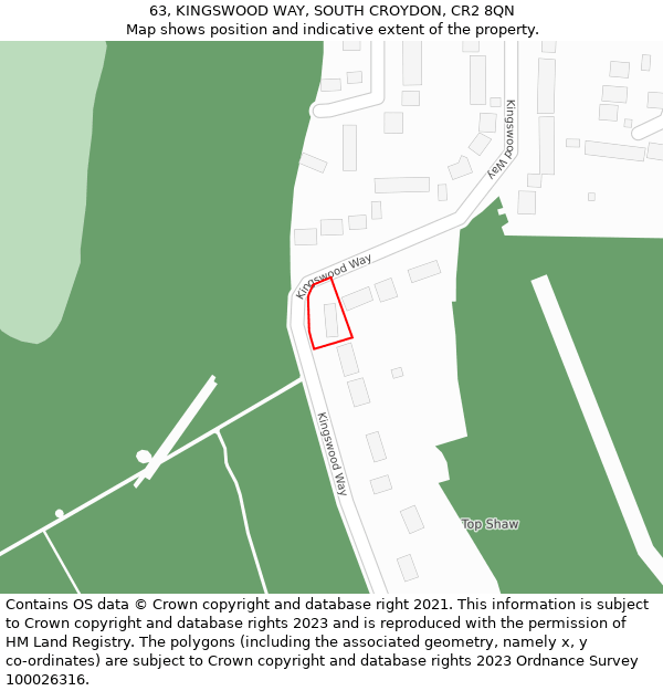 63, KINGSWOOD WAY, SOUTH CROYDON, CR2 8QN: Location map and indicative extent of plot
