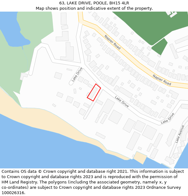 63, LAKE DRIVE, POOLE, BH15 4LR: Location map and indicative extent of plot