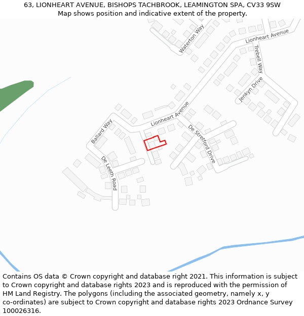 63, LIONHEART AVENUE, BISHOPS TACHBROOK, LEAMINGTON SPA, CV33 9SW: Location map and indicative extent of plot