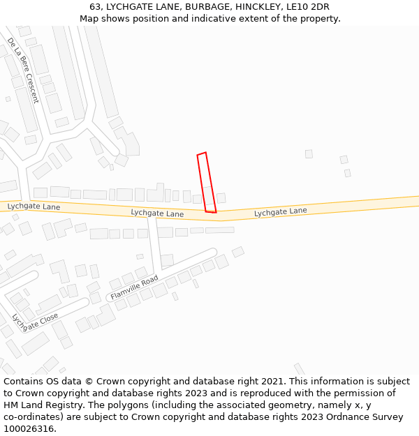 63, LYCHGATE LANE, BURBAGE, HINCKLEY, LE10 2DR: Location map and indicative extent of plot