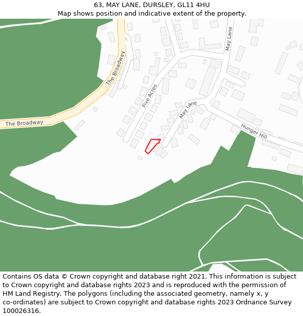 63, MAY LANE, DURSLEY, GL11 4HU: Location map and indicative extent of plot