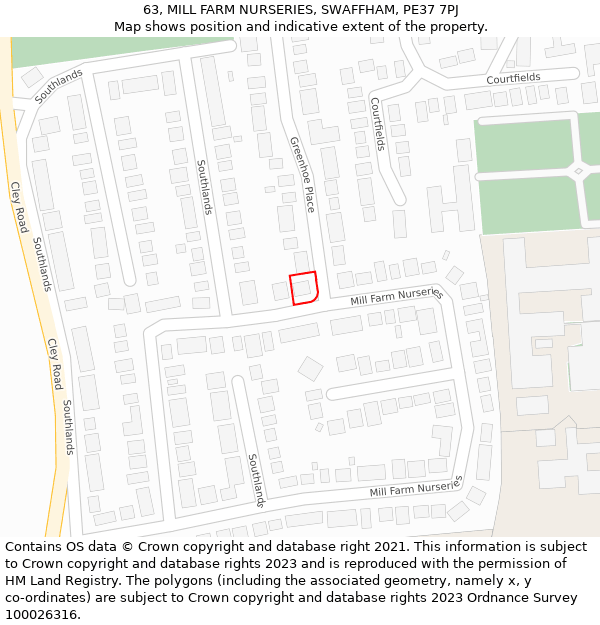 63, MILL FARM NURSERIES, SWAFFHAM, PE37 7PJ: Location map and indicative extent of plot