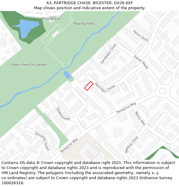 63, PARTRIDGE CHASE, BICESTER, OX26 6XF: Location map and indicative extent of plot