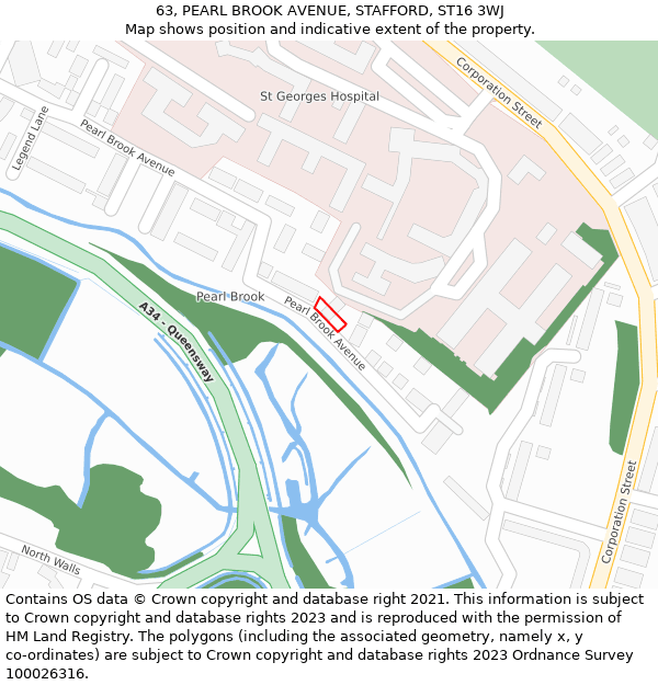 63, PEARL BROOK AVENUE, STAFFORD, ST16 3WJ: Location map and indicative extent of plot