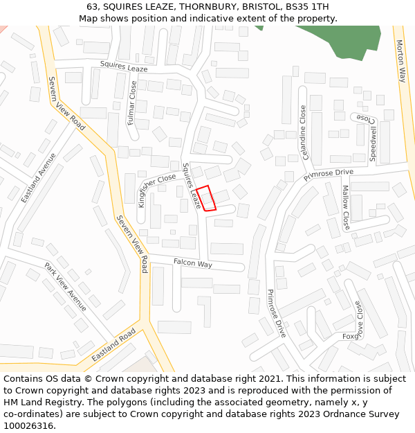 63, SQUIRES LEAZE, THORNBURY, BRISTOL, BS35 1TH: Location map and indicative extent of plot