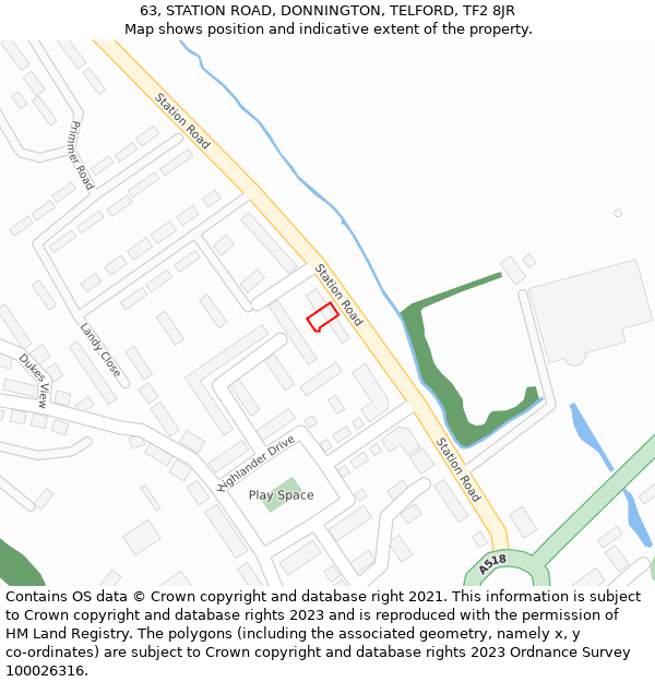 63, STATION ROAD, DONNINGTON, TELFORD, TF2 8JR: Location map and indicative extent of plot