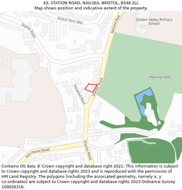 63, STATION ROAD, NAILSEA, BRISTOL, BS48 2LL: Location map and indicative extent of plot