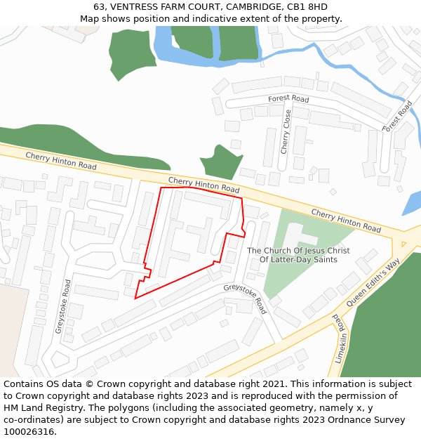 63, VENTRESS FARM COURT, CAMBRIDGE, CB1 8HD: Location map and indicative extent of plot