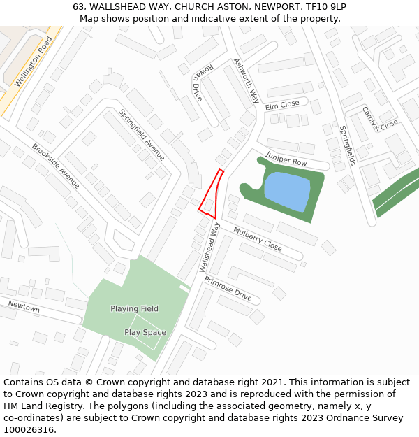 63, WALLSHEAD WAY, CHURCH ASTON, NEWPORT, TF10 9LP: Location map and indicative extent of plot