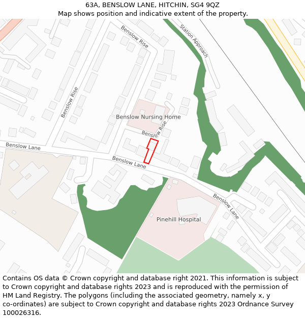 63A, BENSLOW LANE, HITCHIN, SG4 9QZ: Location map and indicative extent of plot