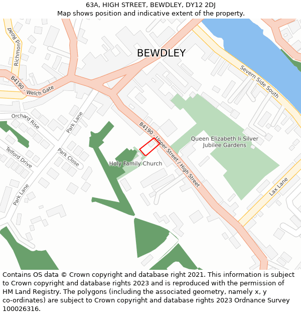 63A, HIGH STREET, BEWDLEY, DY12 2DJ: Location map and indicative extent of plot