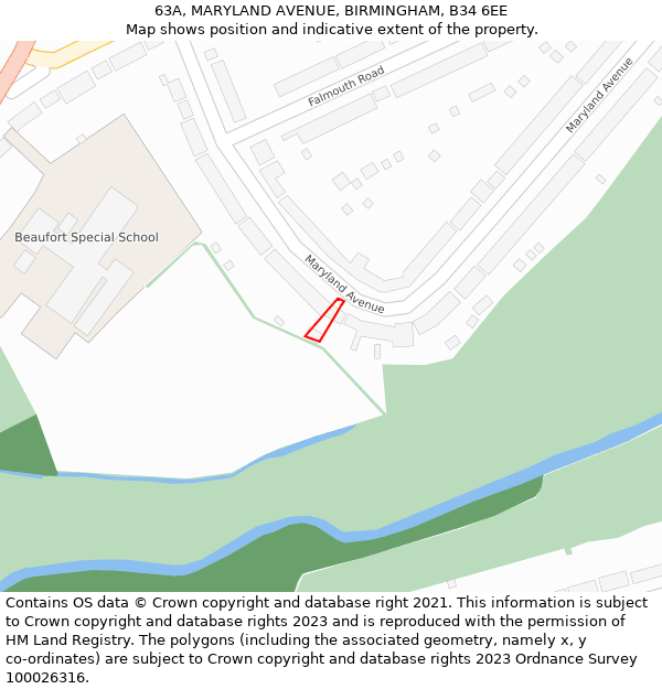 63A, MARYLAND AVENUE, BIRMINGHAM, B34 6EE: Location map and indicative extent of plot