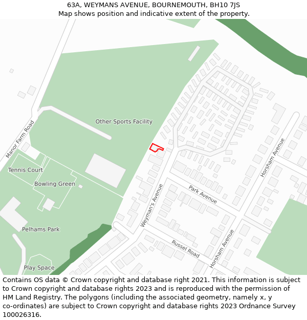 63A, WEYMANS AVENUE, BOURNEMOUTH, BH10 7JS: Location map and indicative extent of plot