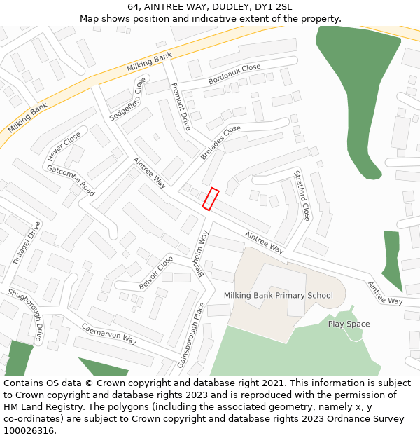 64, AINTREE WAY, DUDLEY, DY1 2SL: Location map and indicative extent of plot