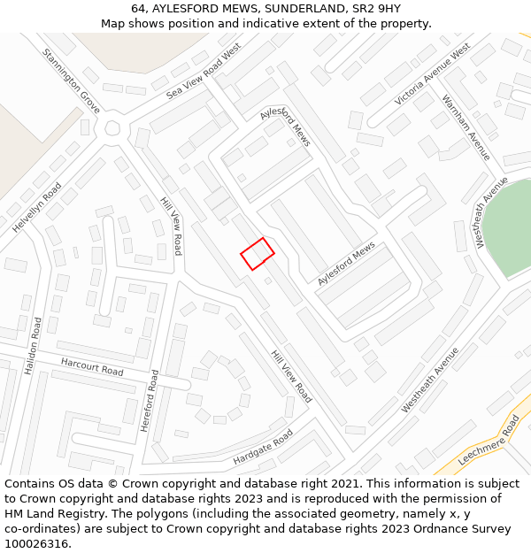 64, AYLESFORD MEWS, SUNDERLAND, SR2 9HY: Location map and indicative extent of plot