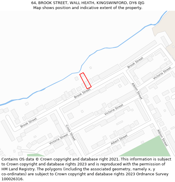 64, BROOK STREET, WALL HEATH, KINGSWINFORD, DY6 0JG: Location map and indicative extent of plot