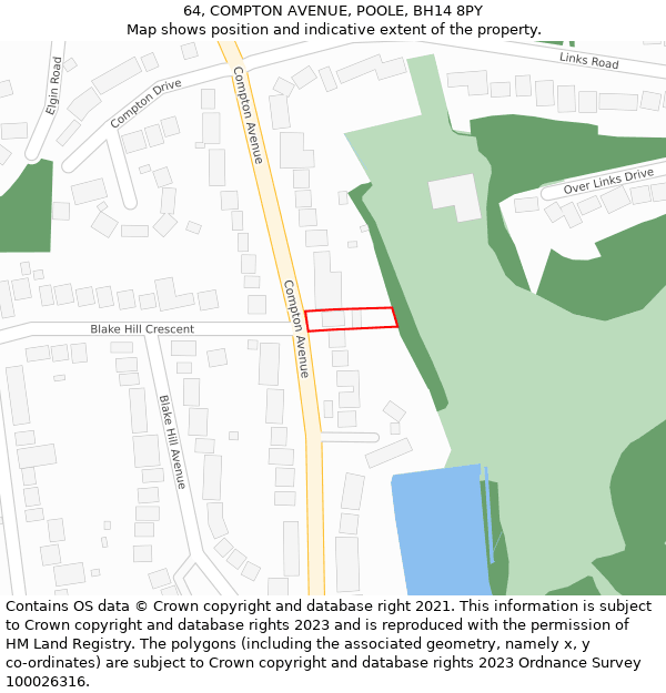 64, COMPTON AVENUE, POOLE, BH14 8PY: Location map and indicative extent of plot