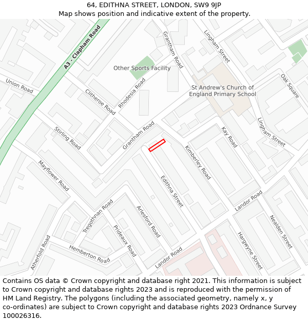 64, EDITHNA STREET, LONDON, SW9 9JP: Location map and indicative extent of plot