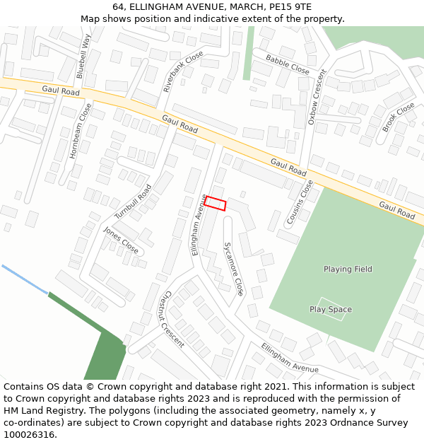 64, ELLINGHAM AVENUE, MARCH, PE15 9TE: Location map and indicative extent of plot