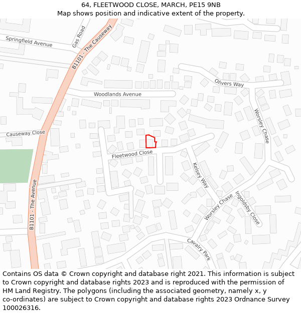 64, FLEETWOOD CLOSE, MARCH, PE15 9NB: Location map and indicative extent of plot