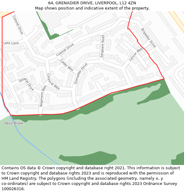 64, GRENADIER DRIVE, LIVERPOOL, L12 4ZN: Location map and indicative extent of plot