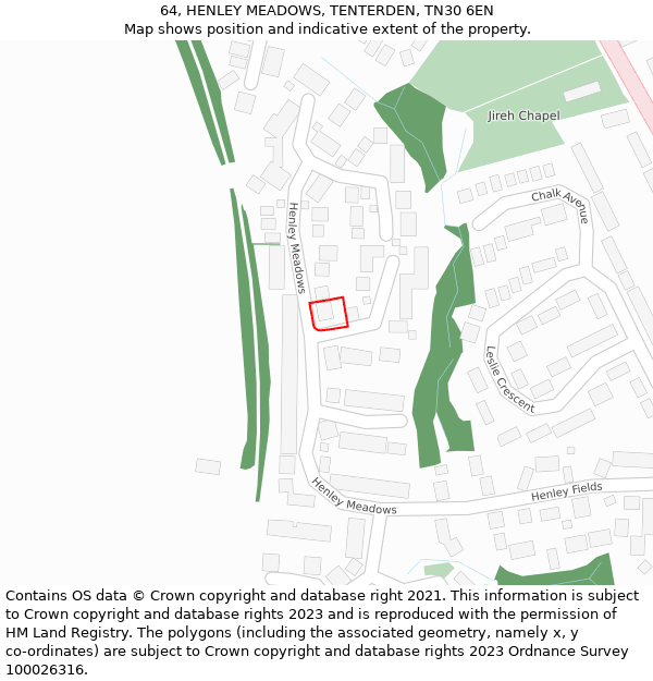 64, HENLEY MEADOWS, TENTERDEN, TN30 6EN: Location map and indicative extent of plot